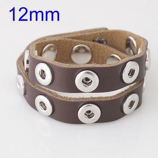 Dubbele lederen armband voor mini click buttons Lengte:45 cm | bol.com