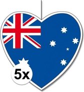 5x Décoration à suspendre coeur Australie 14 cm - Décoration pays Coupe du monde drapeau australien