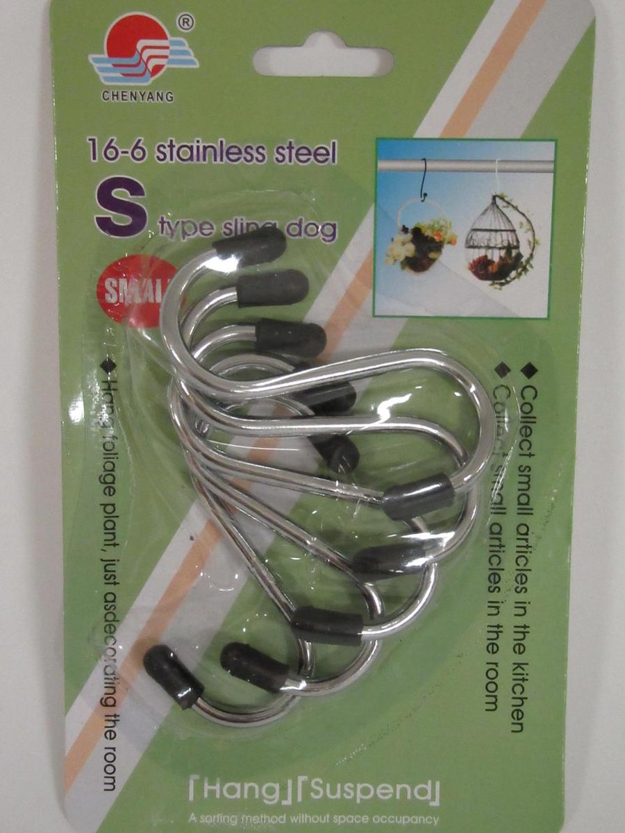 2x Metalen S haken- ophanghaken set van 5 stuks 8 cm