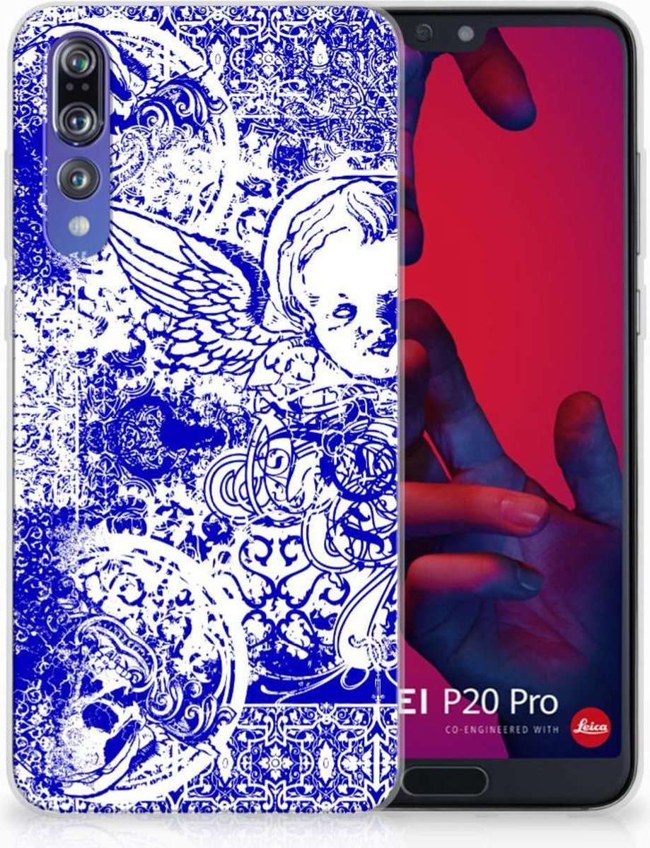 Silicone Back Case Huawei P20 Pro Angel Skull Blauw