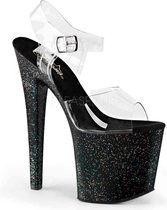 Pleaser Sandaal met enkelband, Paaldans schoenen -35 Shoes- TABOO-708MG Paaldans schoenen Zwart/Transparant