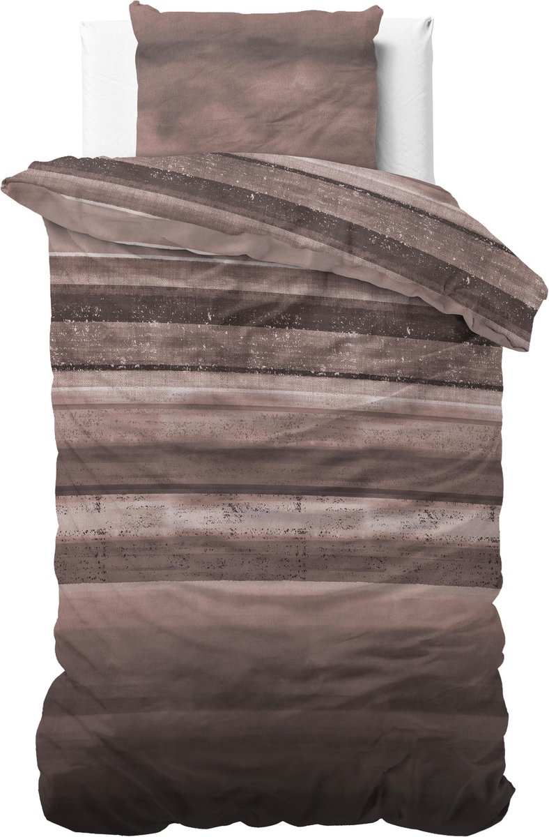 Sleeptime Flanel Marcus Dekbedovertrek - Eenpersoons - 140x200/220 + 1 kussensloop 60x70 - Taupe