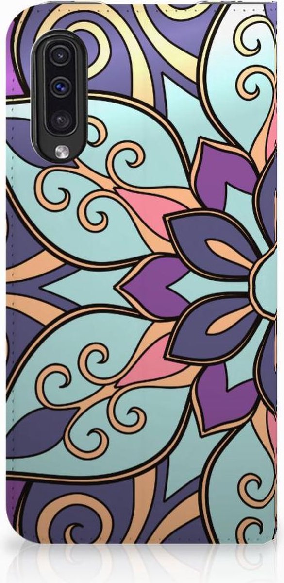 Standcase Hoesje voor Samsung Galaxy A50 Smart Cover Purple Flower