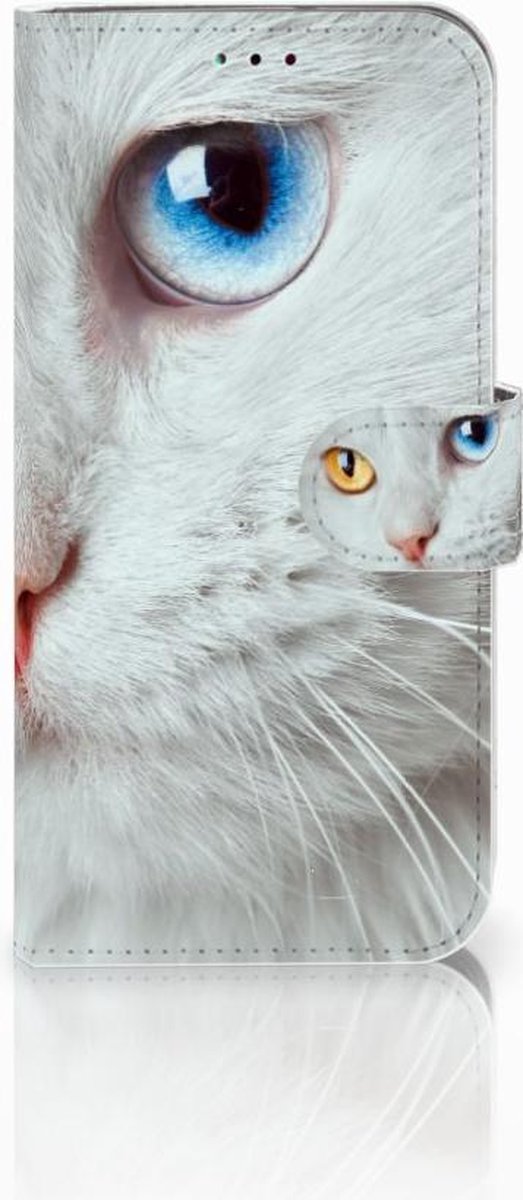 Samsung Galaxy A40 Telefoonhoesje met Pasjes Witte Kat