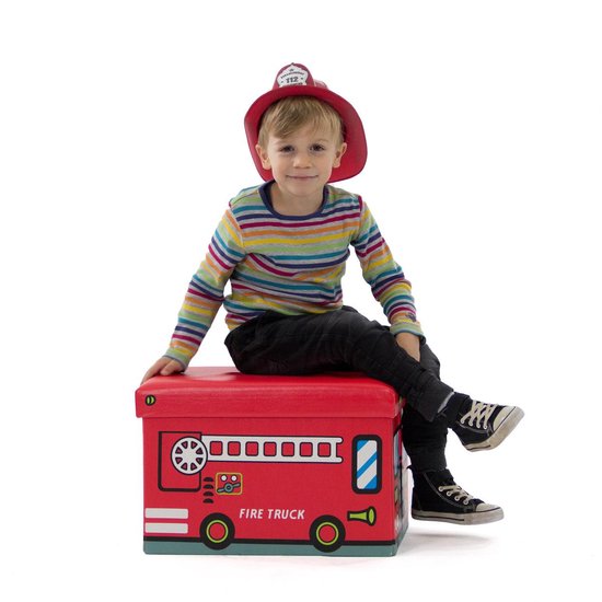 speelgoedbank - met opbergruimte - kinderkamer - 37 liter - 32 x 48 x 32 cm - brandweer — afbeelding 4