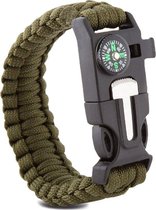 Survival paracord armband met kompas en fluitje - 4 in 1 - Groen