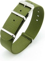 Premium Olive Green Nato strap 16mm - Horlogeband Olijf Groen + Luxe pouch
