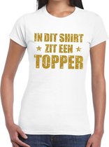 Toppers In dit shirt zit een Topper goud glitter tekst t-shirt wit voor dames - dames Toppers shirts M