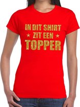 Toppers In dit shirt zit een Topper goud glitter tekst t-shirt rood voor dames - dames Toppers shirts XS