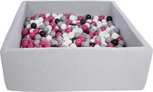 Ballenbak - 120x120cm - 600 ballen - roze wit grijs zwart