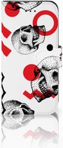 Book Case iPhone 7 | 8 | SE 2020 | SE 2022 Hoesje Design Skull Red