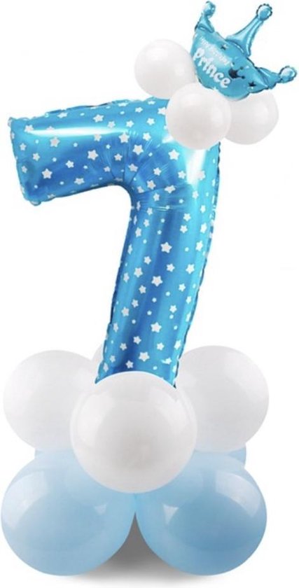 Cijferballon 7 jaar ballonnen set jongen | 7 jaar jongen verjaardag | Baby verjaardag of kinderfeestje | Cijferballonnen
