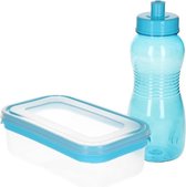 Blauwe lunchbox en drinkfles 0,5L