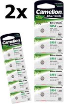 10 Stuks (2 Blisters a 5st) - Camelion Silver Oxide SR54W/389 1.55V knoopcel batterij