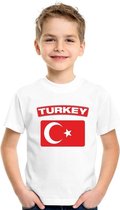 T-shirt met Turkse vlag wit kinderen L (146-152)