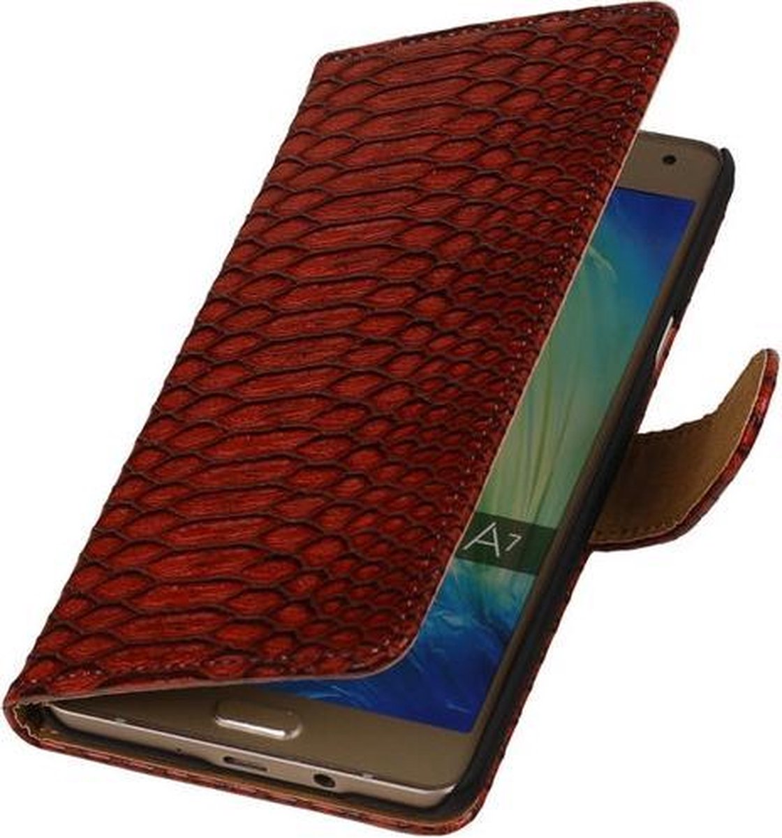 Rood Slang Booktype Samsung Galaxy A7 A700F (2015) Wallet Cover Hoesje