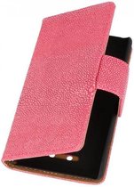 Devil Booktype Wallet Case Hoesjes voor Sony Xperia E dual C1605 Rose