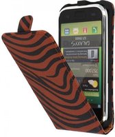 Zebra Flipcase Hoesjes Cases voor Galaxy S i9000 Donker Bruin