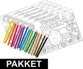 6 Pasen kleurplaten placemats inclusief kleurpotloden