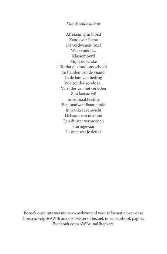 Een pagina met Nederlandse tekst, lijst met titels van boeken van dezelfde auteur.