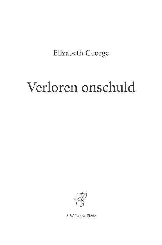 Boekcover van "Verloren onschuld" door Elizabeth George, met meisje en Toscaans landschap.
