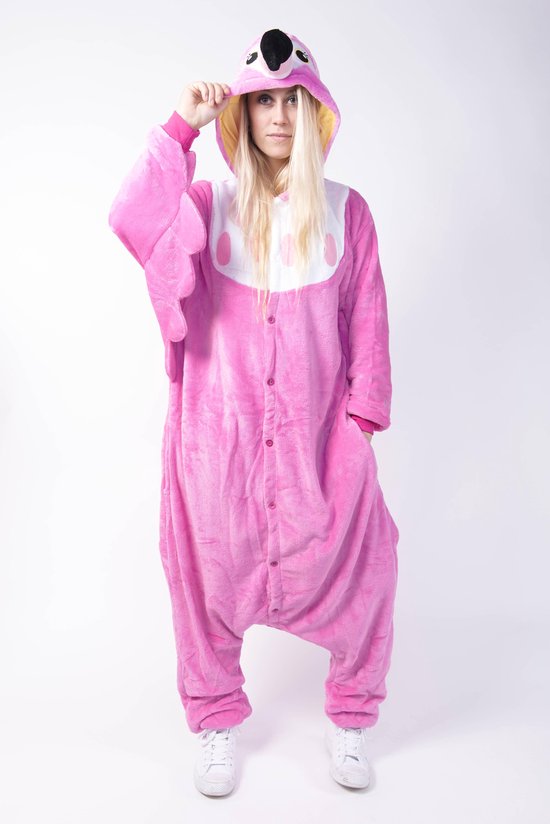 KIMU Onesie flamingo pak kostuum roze - maat XS-S - flamingopak jumpsuit  huispak | bol.com