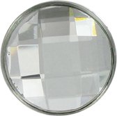 Quiges - Dames Click Button Drukknoop 18mm Facet Geslepen Glas Transparant - EBCM049