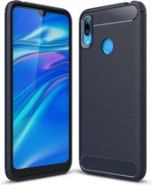 Armor Brushed TPU Back Cover - Huawei Y7 (2019) Hoesje - Blauw