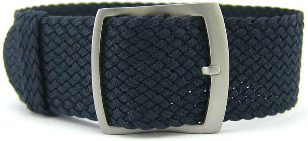 Premium Braided Perlon Strap - Geweven Perlon Horlogeband - Blauw 20mm