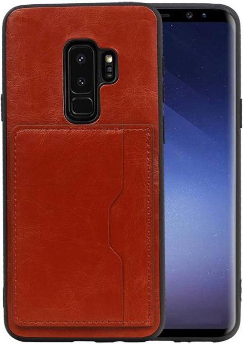 Bruin Staand Back Cover 1 Pasje Hoesje voor Samsung Galaxy S9 Plus