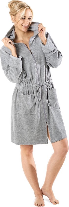 Peignoir d'été zippé - femme - modèle court avec capuche