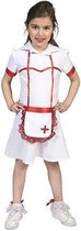 Funny Fashion - Verpleegster & Masseuse Kostuum - Ziekenhuis Zuster Sara - Meisje - rood,wit / beige - Maat 104 - Carnavalskleding - Verkleedkleding