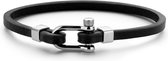 Frank 1967 Audacious Leather 7FB 0330 Leren Armband met Staal Element - Lengte 21 cm - Zwart