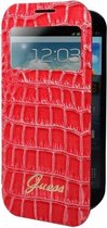 Guess Samsung Galaxy S4 Mini Battery Cover Book Case with Window - Croco Rood