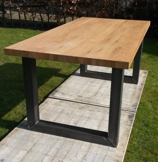 Stoere eiken eettafel met U-poot, tafel bol.com