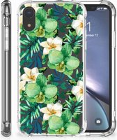 Doorzichtige Silicone Hoesje Geschikt voor iPhone Xr Orchidee Groen