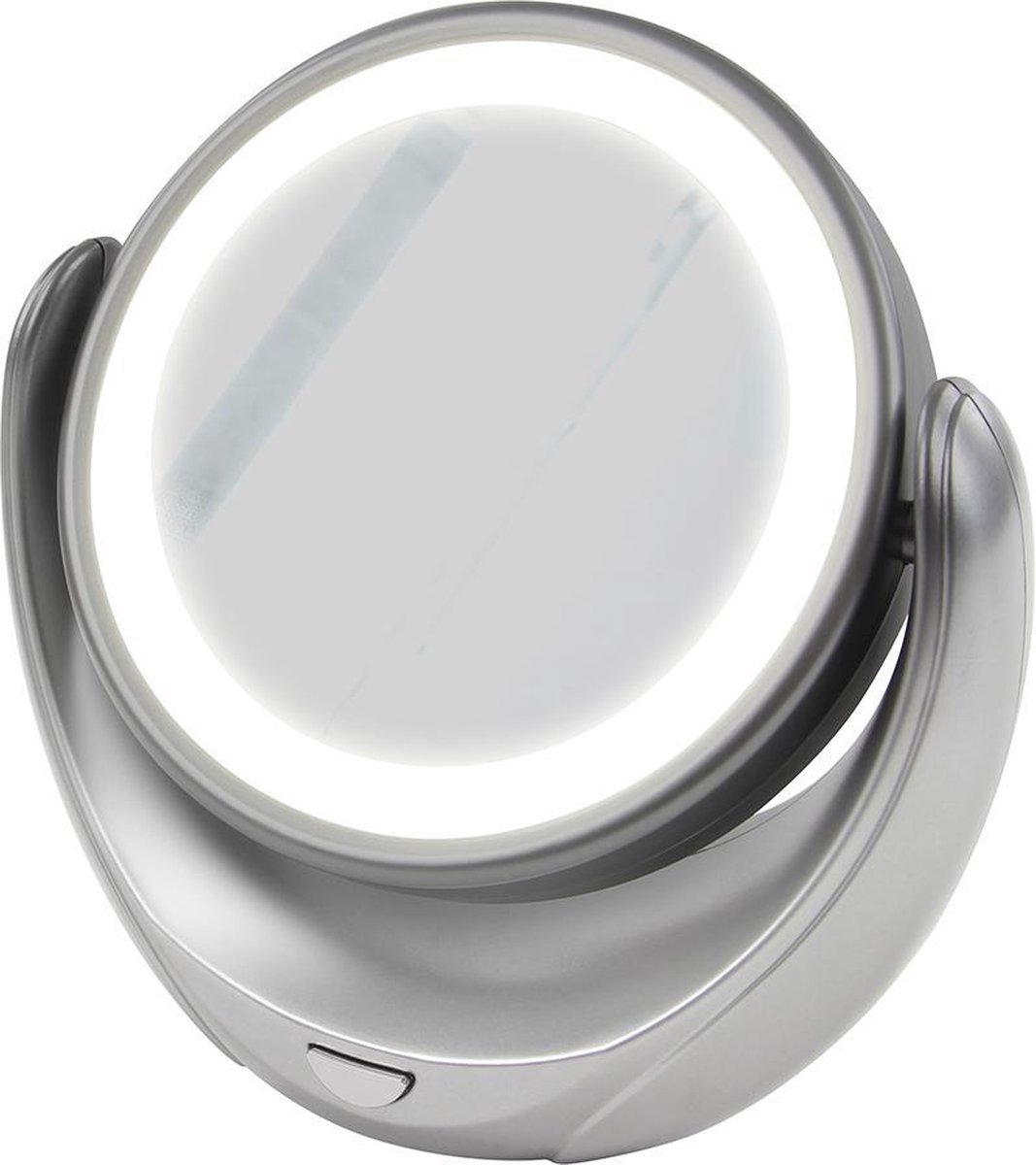 MARTA MT-2653 - Make-up spiegel met LED Verlichting - 5x Vergroting - Ø14CM - Tweezijdig - Zilver