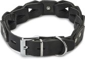 Beeztees leren halsband Connex. Zwart. 55 cm x 30 mm.