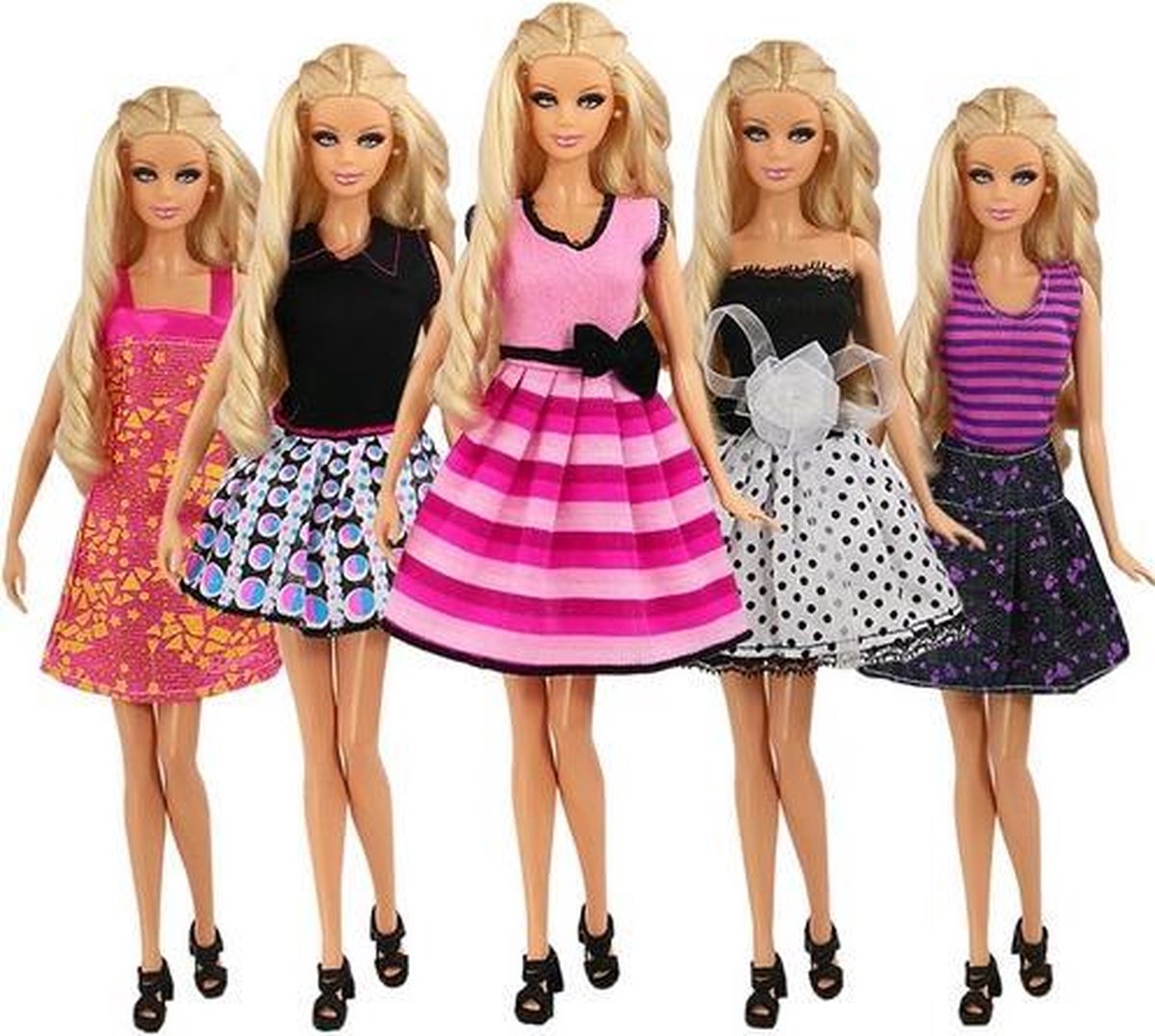Barbie kleding - 5 fashion outfits voor modepoppen - jurken, rokje, shirt |  bol.com
