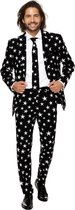 Heren kostuum zwart met sterrenprint - Opposuits pak - Verkleedkleding/Carnavalskleding 48 (M)