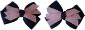 Jessidress Meisjes Haarclips met dubbele strik Haar Baretten - Donker Blauw/Roze
