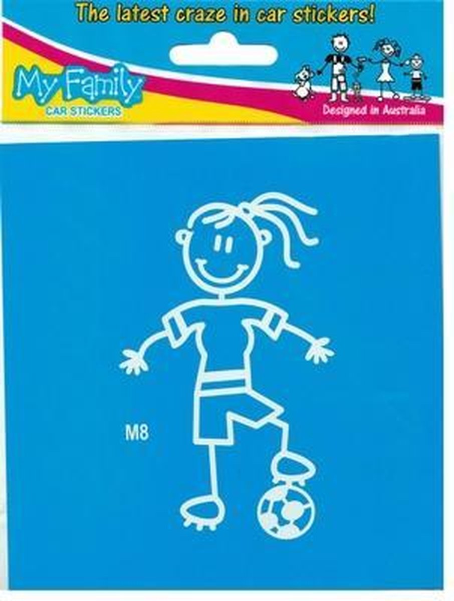 Moeder met voetbal - autosticker - wit - 10 cm