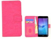Fashion Roze Wallet Bookcase Hoesje Huawei Y6 Pro 2017