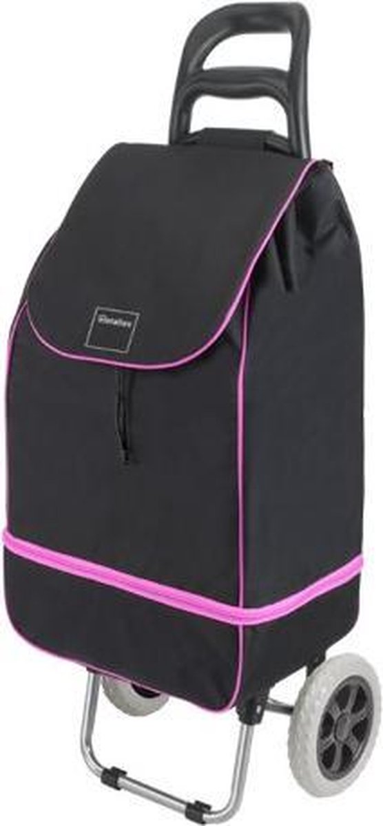 Chariot De Courses Pliable Avec Roues - Sac Réutilisable Imperméable Motif Diamant - Poignée Télescopique - Noir