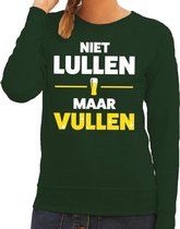 Niet lullen maar Vullen tekst sweater groen voor dames 2XL