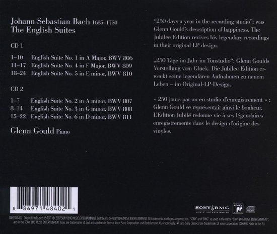 Bach: English Suites, BWV 806-811, Johann Sebastian Bach | CD (album ...