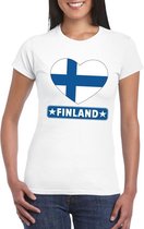 Finland hart vlag t-shirt wit dames XS