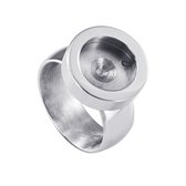 Quiges RVS Schroefsysteem Ring Zilverkleurig Glans 16mm met Verwisselbare 12mm Mini Munt - SLSRS47516