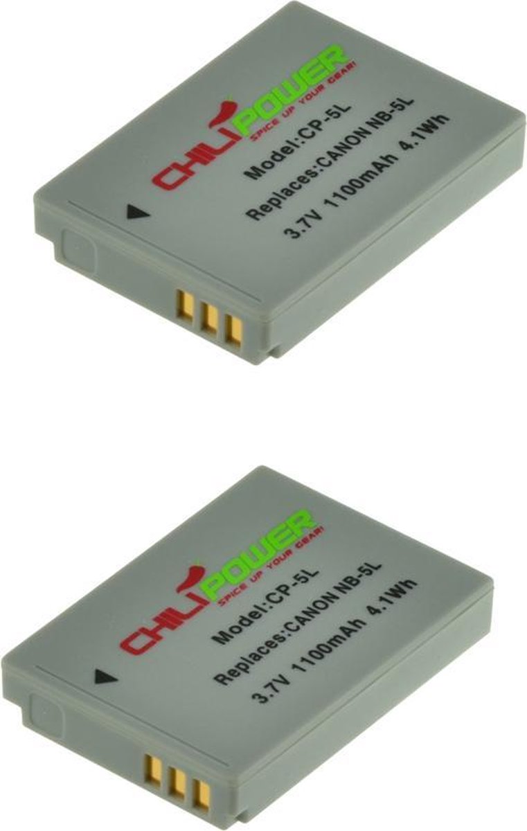 ChiliPower NB-5L accu voor Canon - 1100mAh - 2-Pack