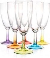 6 Champagne glazen van ZOeZo Design, glas met gekleurde voet